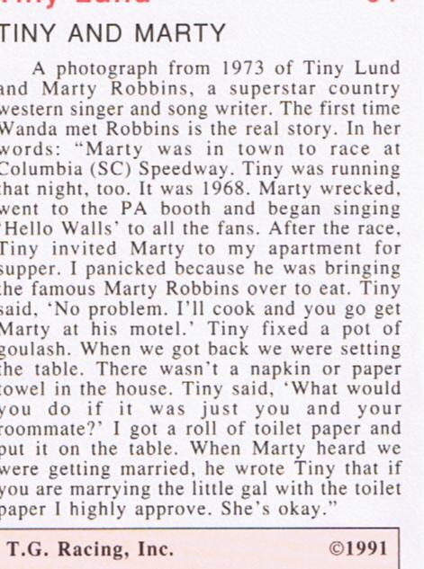Article about phot of tTiny Lund and Marty Robbins