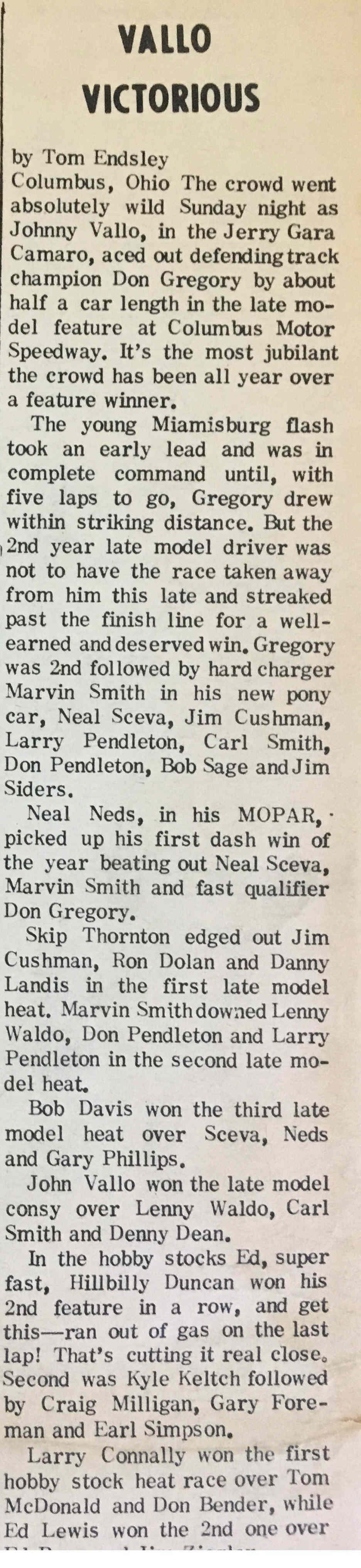Feature Win (#18), Columbus Motor Speedway 35 Lap, Jul 8, 1973