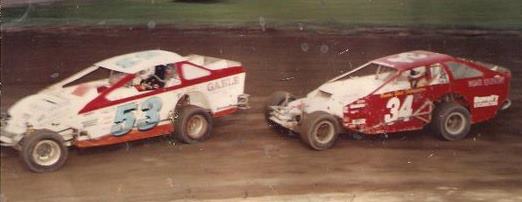 95 Sportsman Champ Bob Veeder (53) and Mike Gillette @ Brookfield Speedway (NY)
