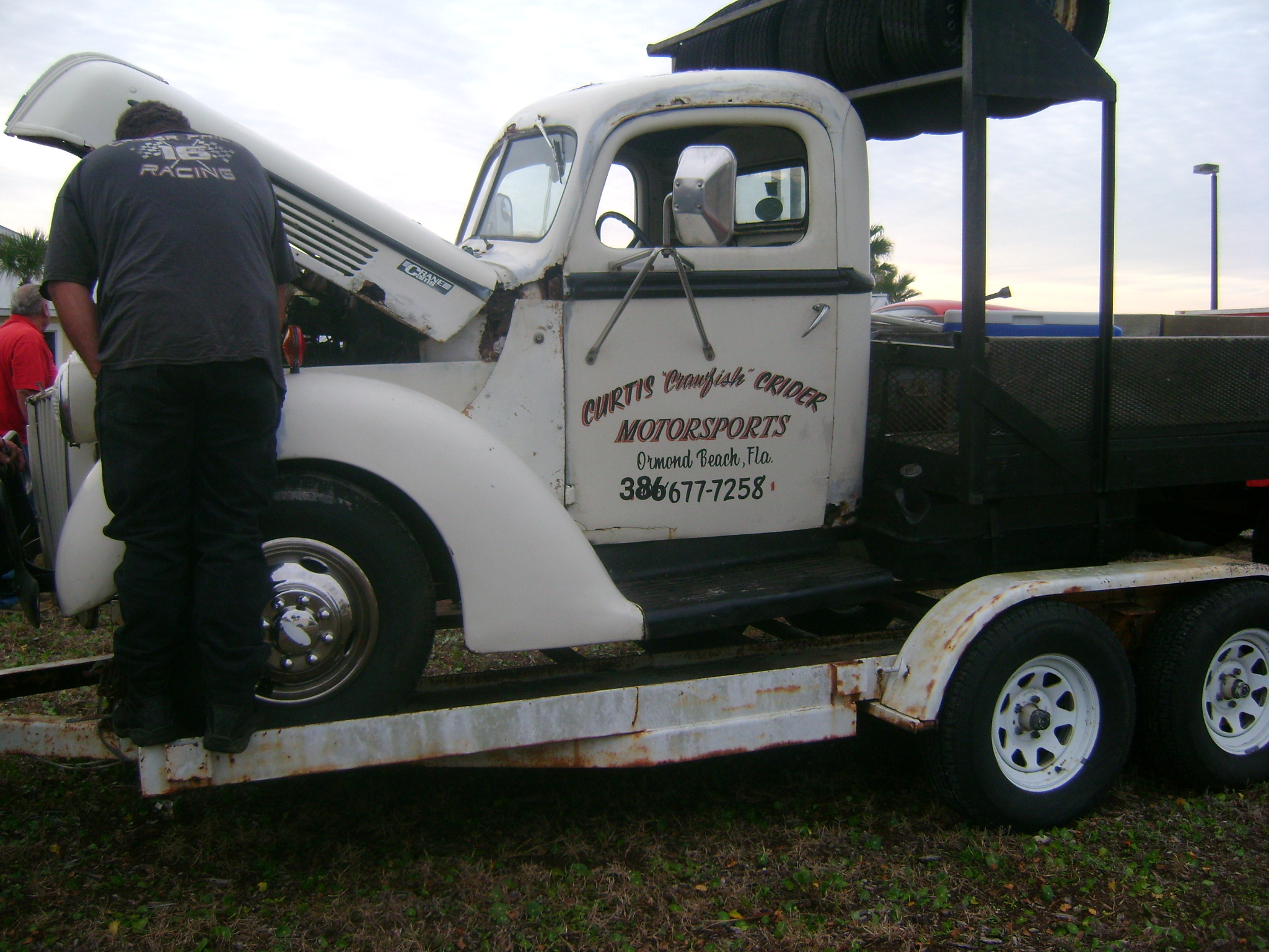 Dean working on Curtis Crawfish Crider’s old Flatbed that he use to own
