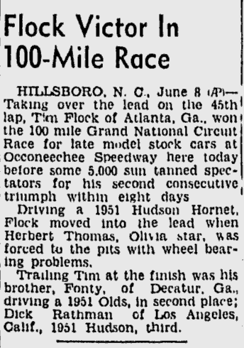 1952 Occoneechee Tim Flock