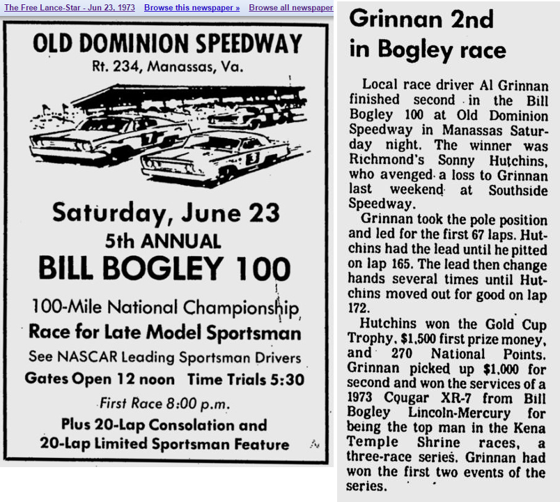 1973 Bill Bogley 100 – Old Dominion Speedway