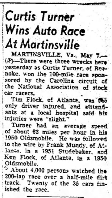 1951 Martinsville – Curtis Turner