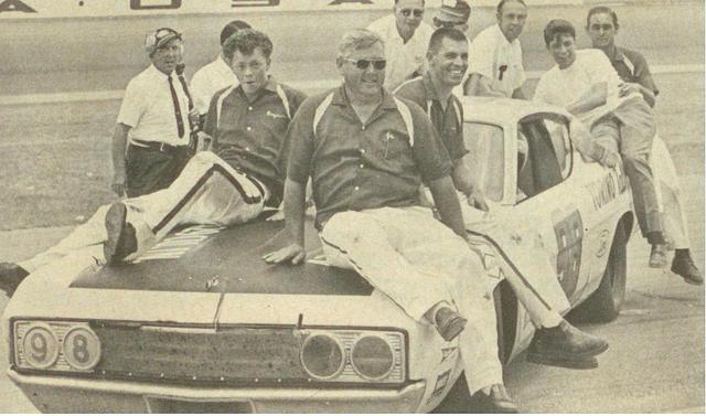Junior Johnson and crew ride to victory lane with Lee Roy Yarbrough