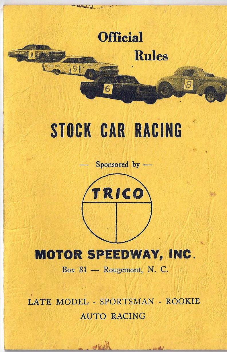 Trico Motor Speedway Rule Book, Late 1960’s