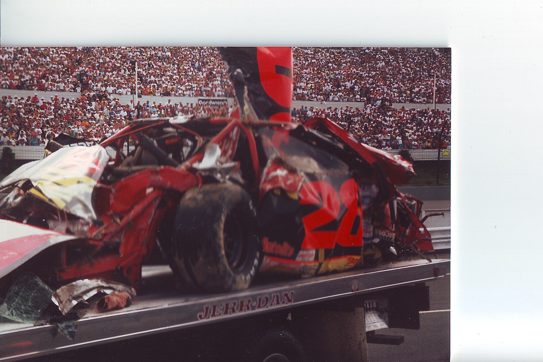 Davey Allison at Pocono remains of car