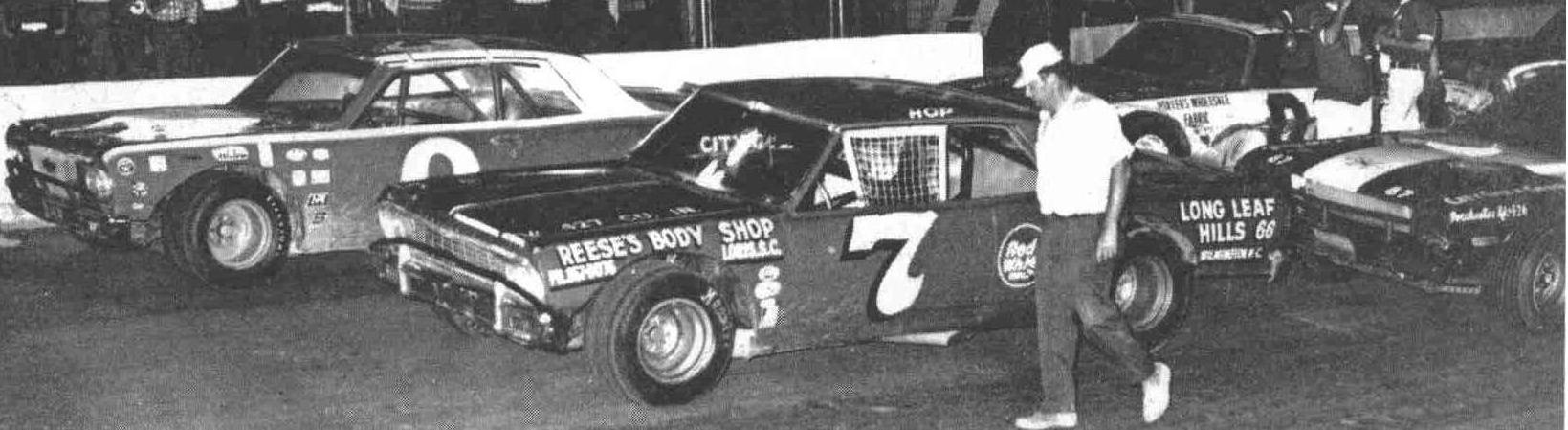 Summerville SC Speedway – 7 Hop Holmes; 0 Billy Maner; 87 Bubba Into; 00 Freddy Smith