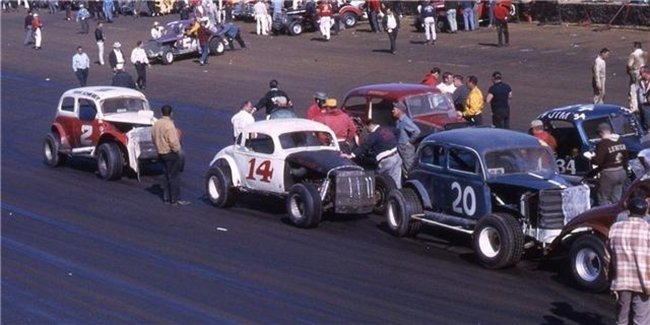 #2 Frankie Schneider, #54 Bill Blum #34 Jim Malone, #14 possibly Wally Dallenbach @ Langhorne.