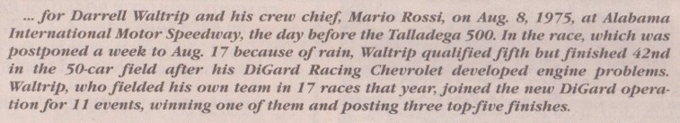 02 MARIO ROSSI , DARRELL WALTRIP AUGUST 8, 1975