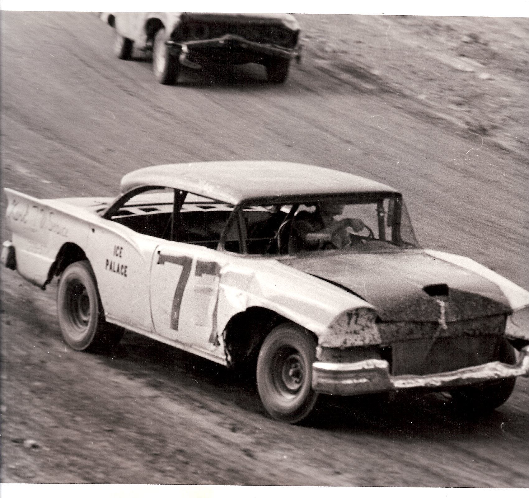 Harvey Tollison at Ice Palace speedway 1973 Crew chief John Ace