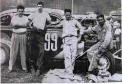 Paul Lester with his # 99 Mercury Picture taken in 1949 Paul is on the left
