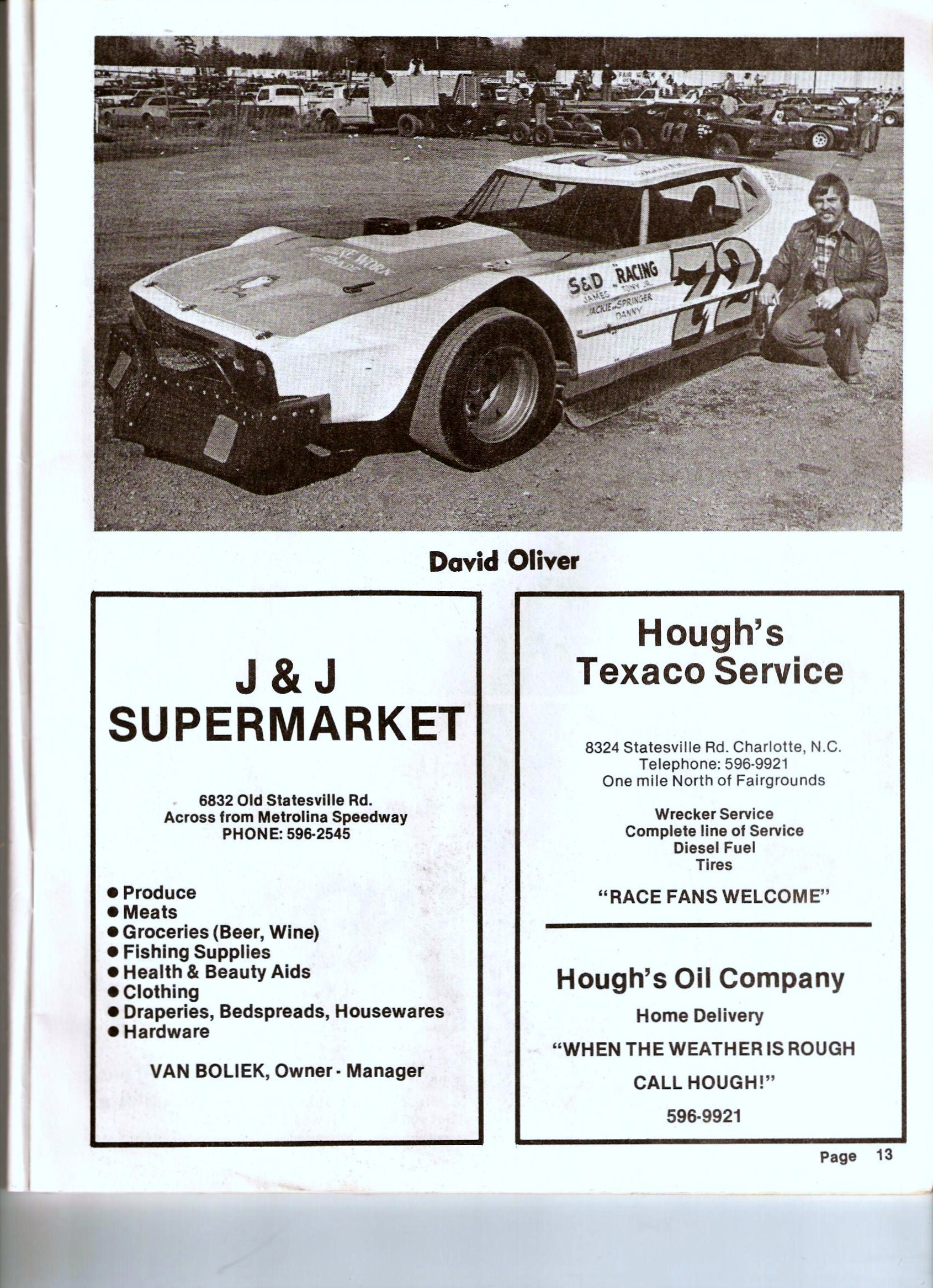 David Oliver’.Metrolina Speedway 1980s’