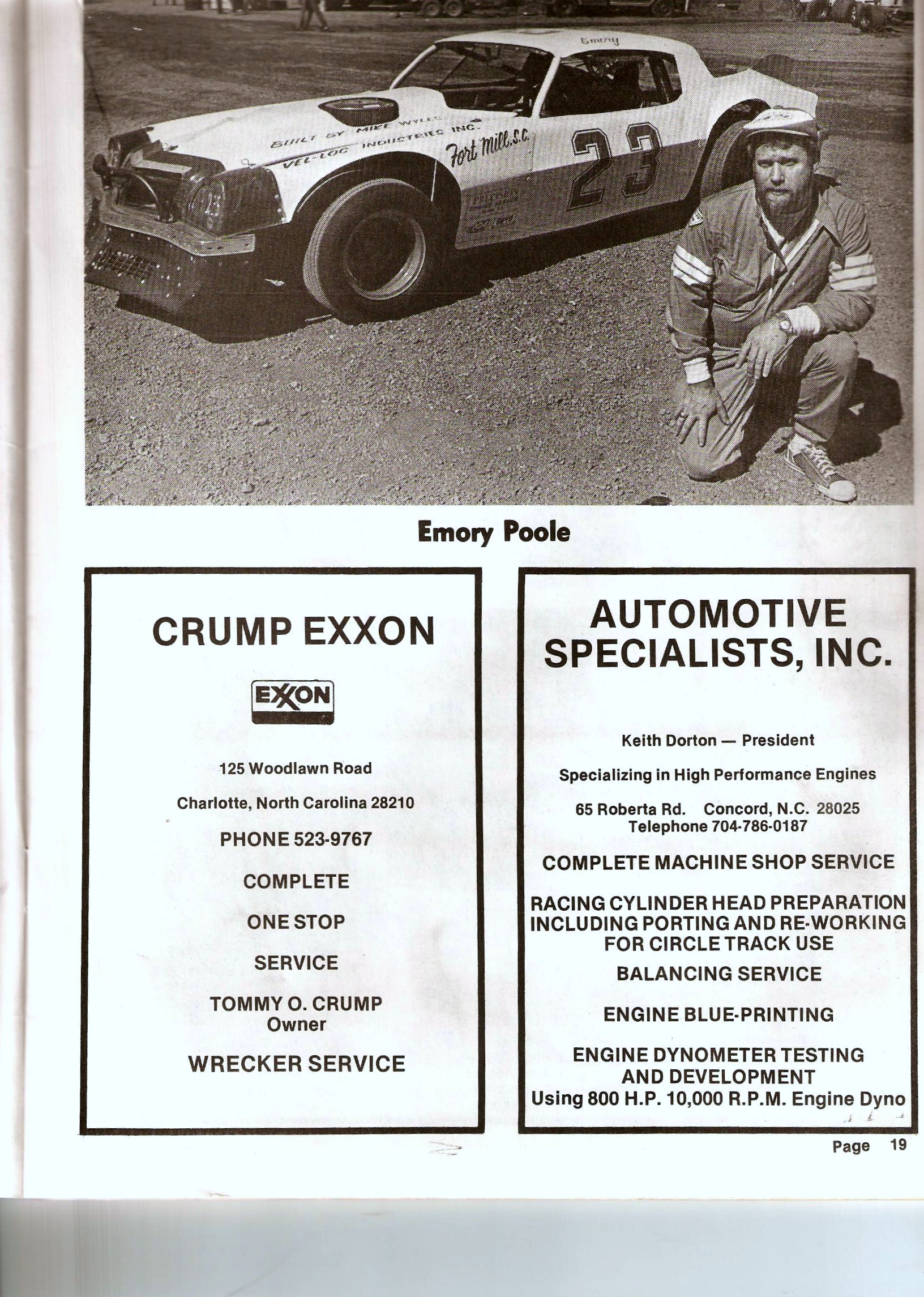 Metrolina Speedway’s Emory Poole 1980s’