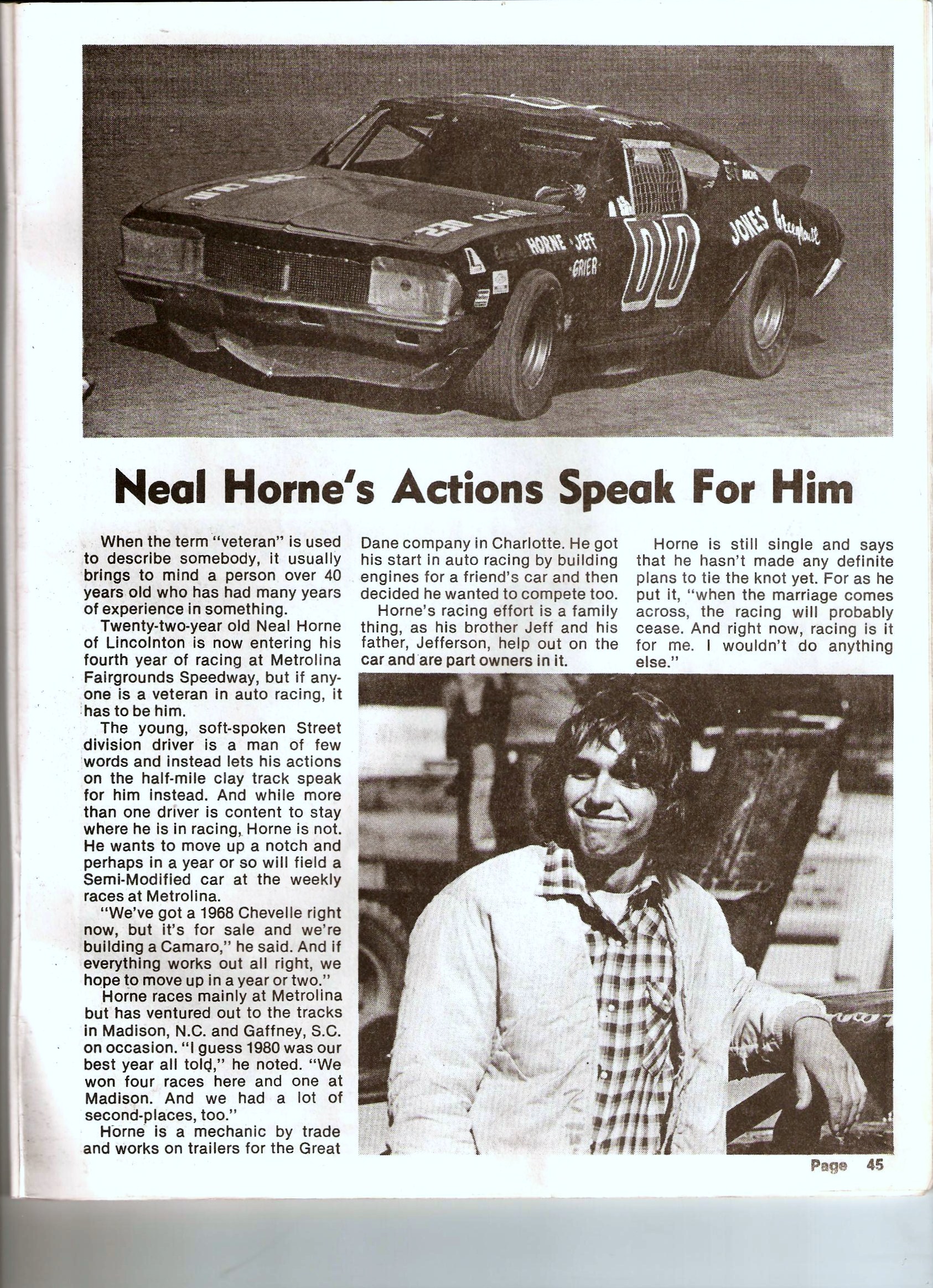 Metrolina Speedway’s Veteran Neal Horne- Street Division 1980s’ 1
