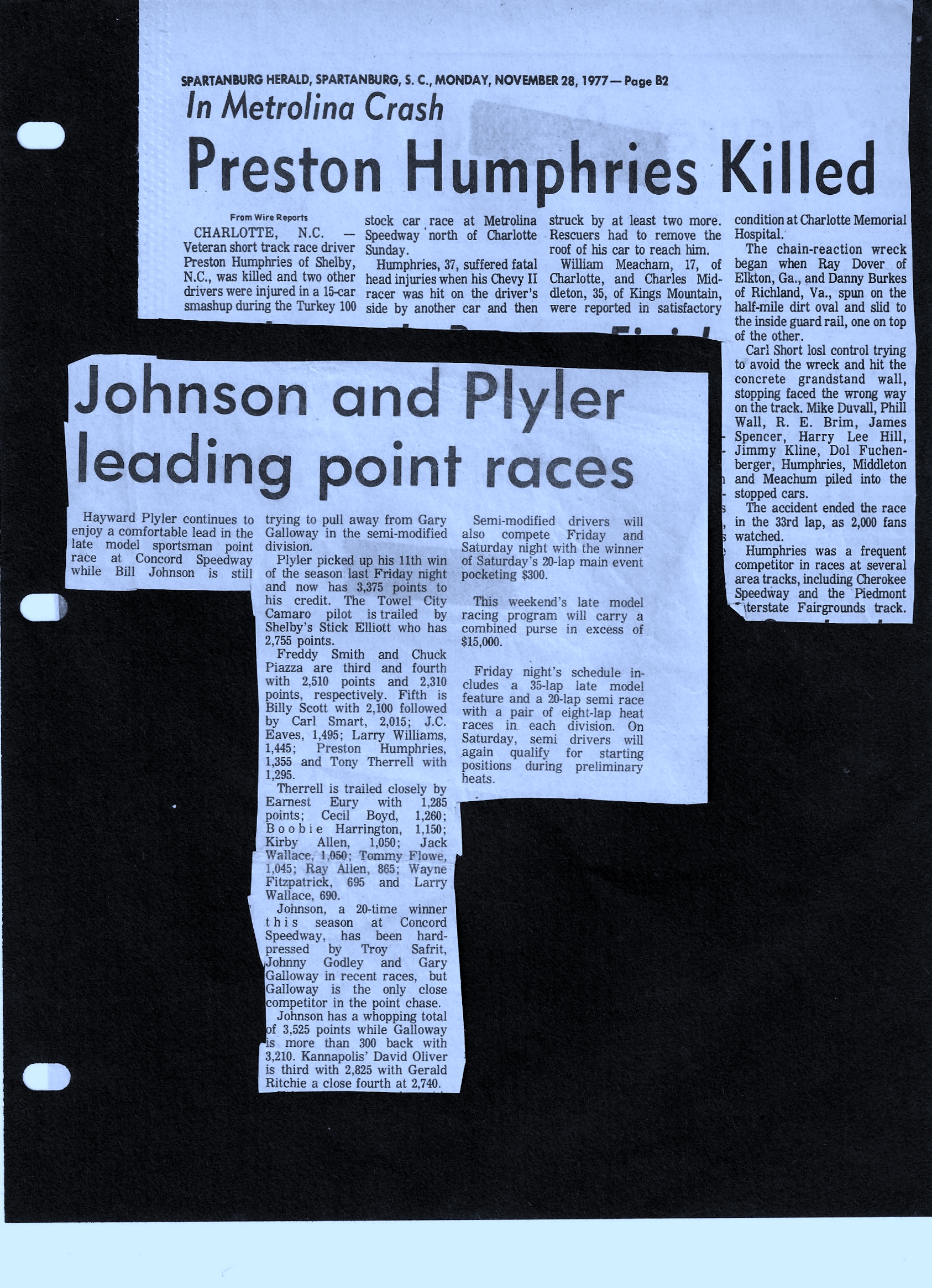 Driver Killed In Metrolina Feature 1977 Page 2 Of 2