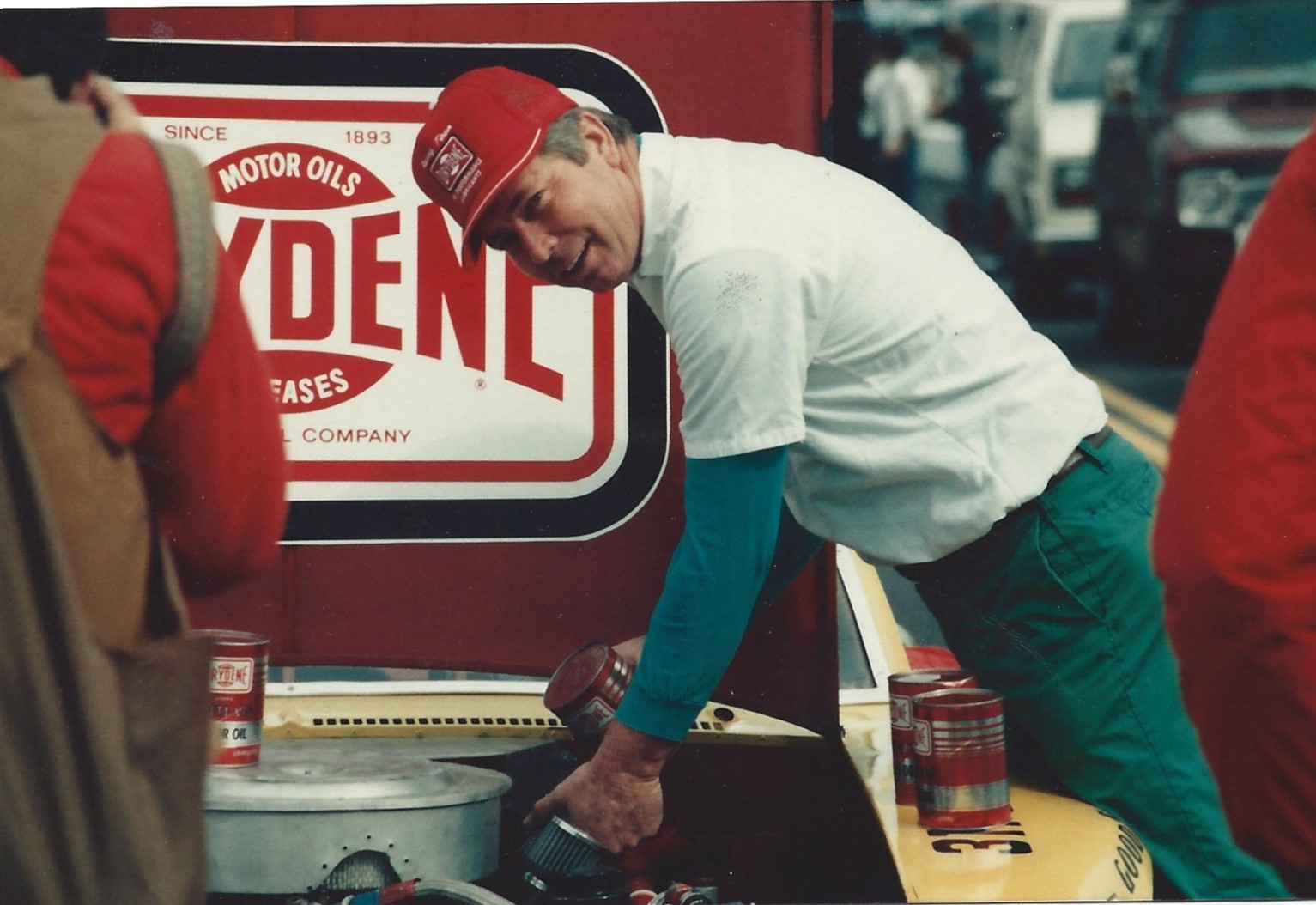 working on car