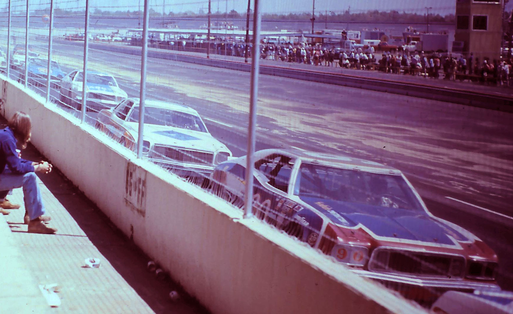 #90 Richard Brooks #17 Darrell Waltrip #15 Buddy Baker #16 Bobby Allison 1975 Rebel 500 @ Darlington