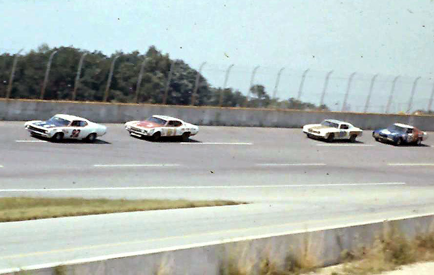 #92 Larry Smith #61 Clarence Lovell #05 David Sisco #98 Cale Yarborough 1972 Yankee 400 @ Michigan