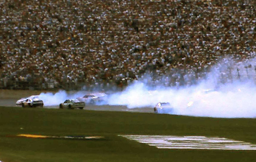#21 Neil Bonnett #75 Morgan Shepard #83 Lake Speed #26 Ricky Rudd 1989 1st Twin 125 Qualifying Race @ Daytona (4)