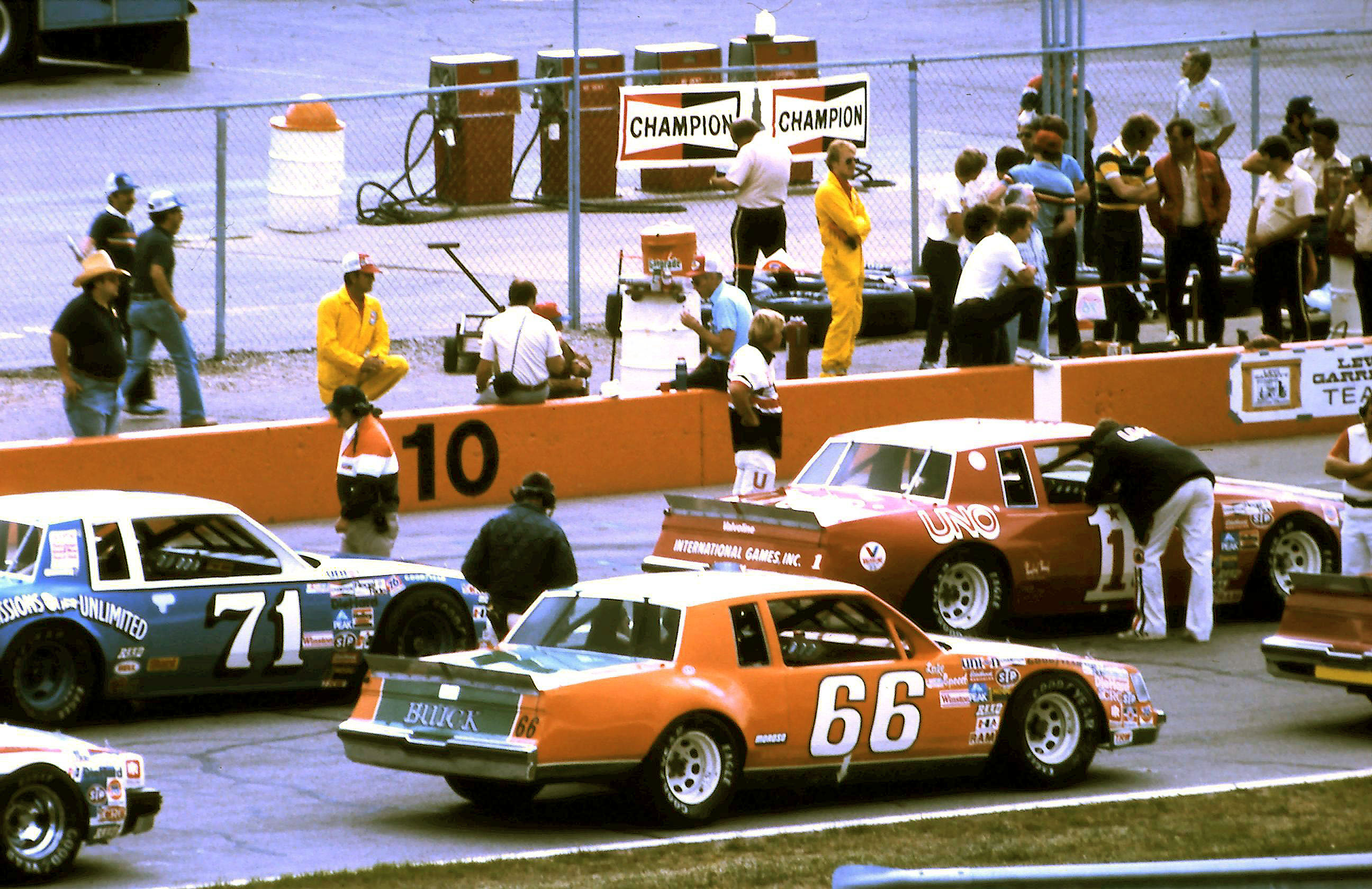 #1 Buddy Baker #71 Dave Marcis #66 Lake Speed 1981 Champion Spark Plug 400 @ Michigan