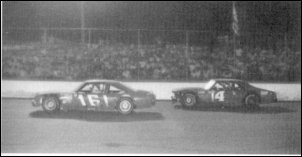 butch lindley and bob pressley racing hard in the pepsi 150 @ south alabama speedway