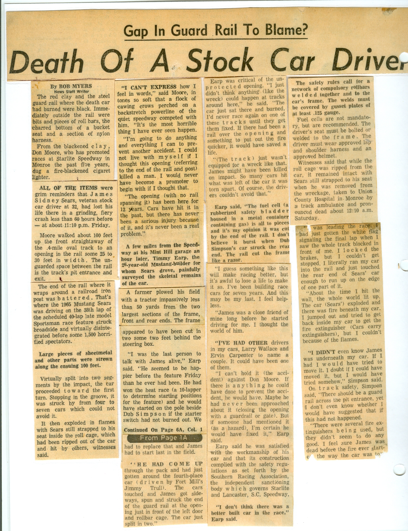 JAMES SEARS WRECK STORY