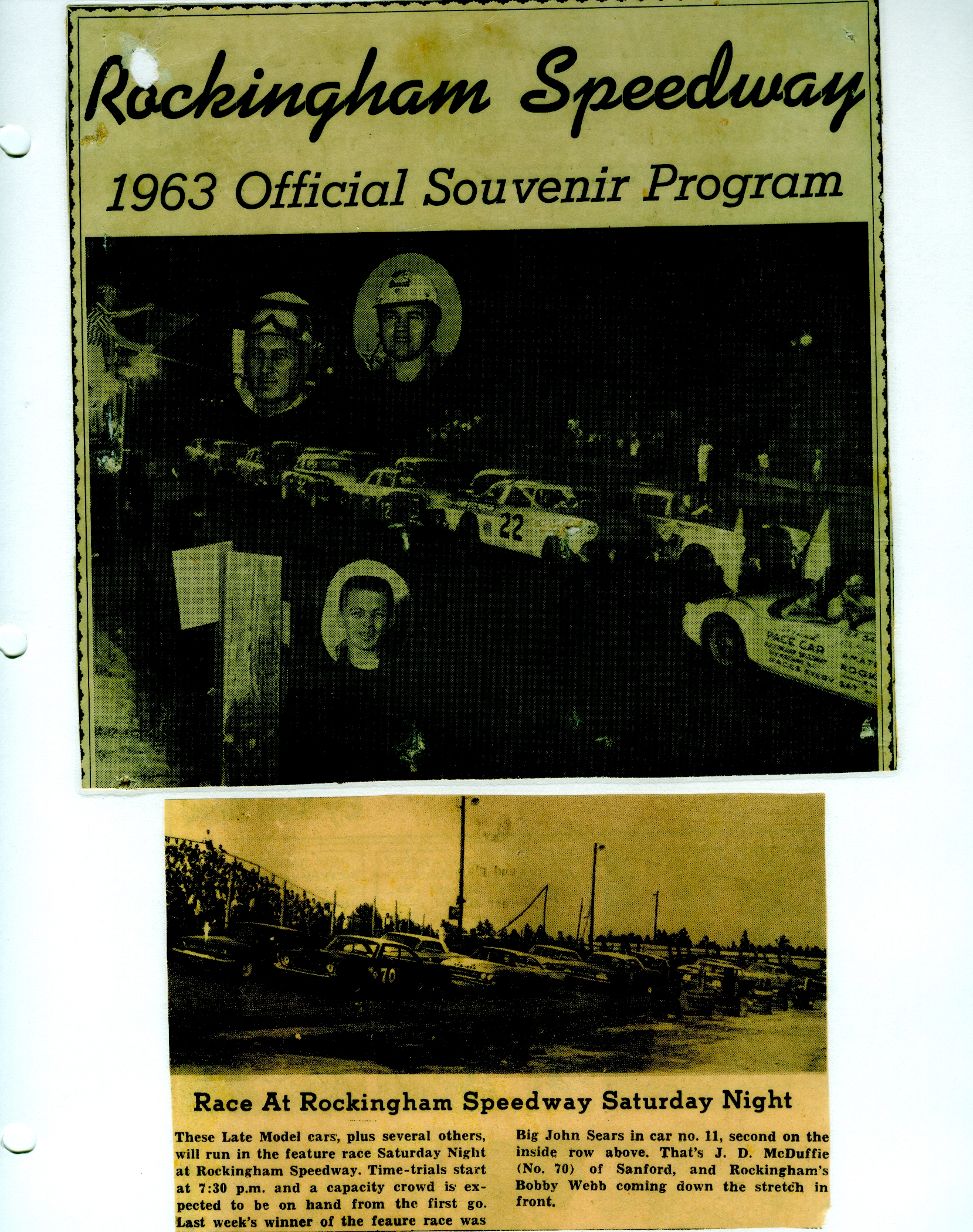 1963 ROCKINGHAM SPEEDWAY PROGRAM COVER