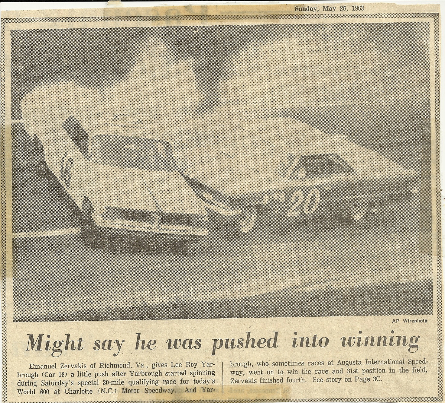 Lee Roy Yarbrough in the 18 Car