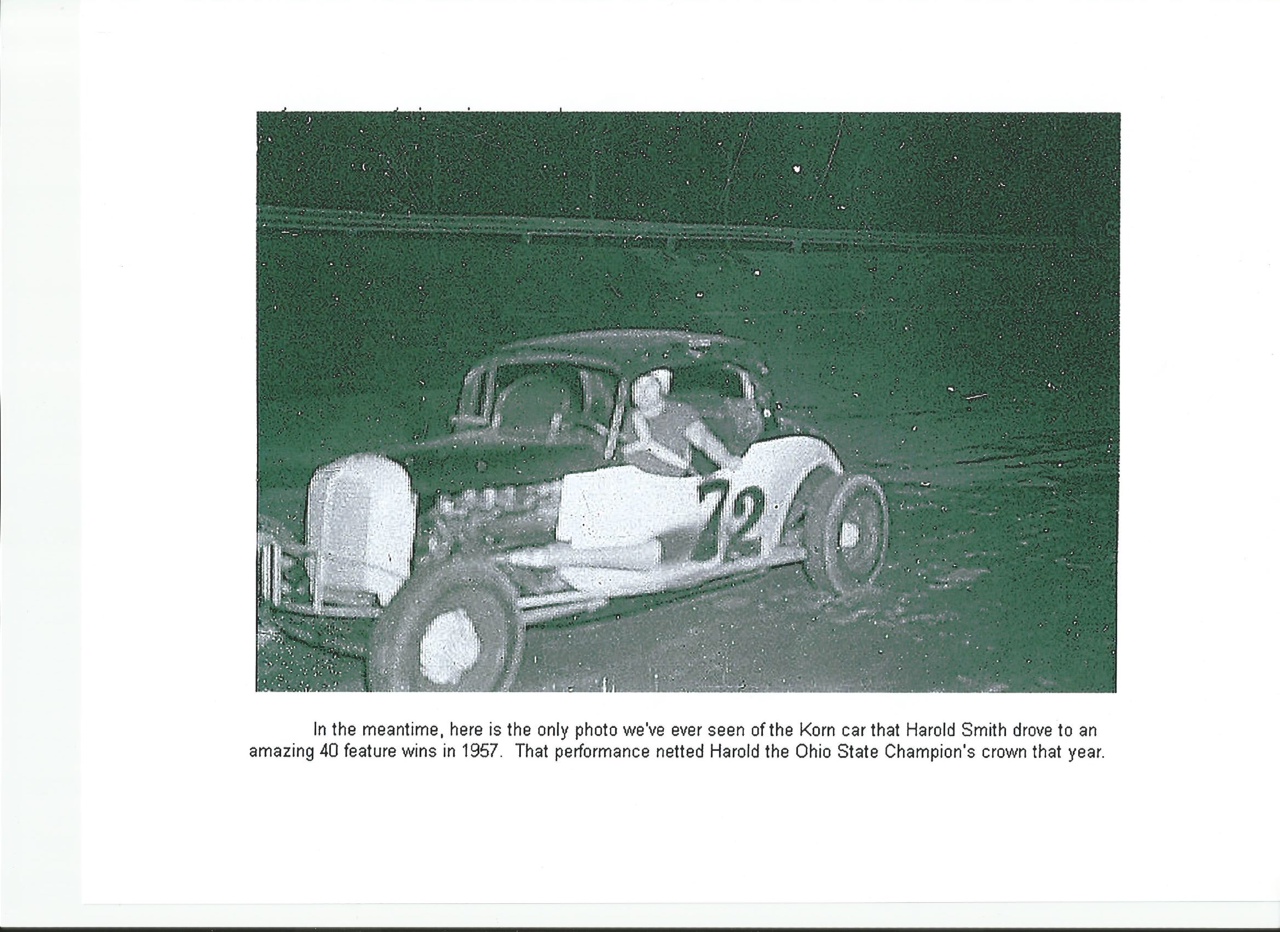 Harold Smith driving Bob Korn car 1957. Ohio State Champ 40 feature wins